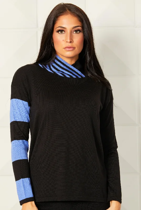 Embroidered Knit TopsAngel Apparel Stripe Funnel Neck Sweater