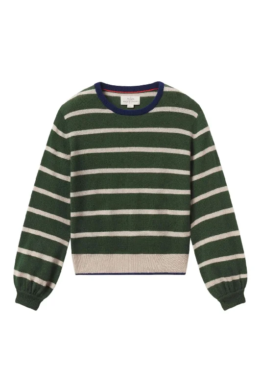 Layered Knit TopsTrovata Birds of Paradis Ryann Sweater in Green Stripe