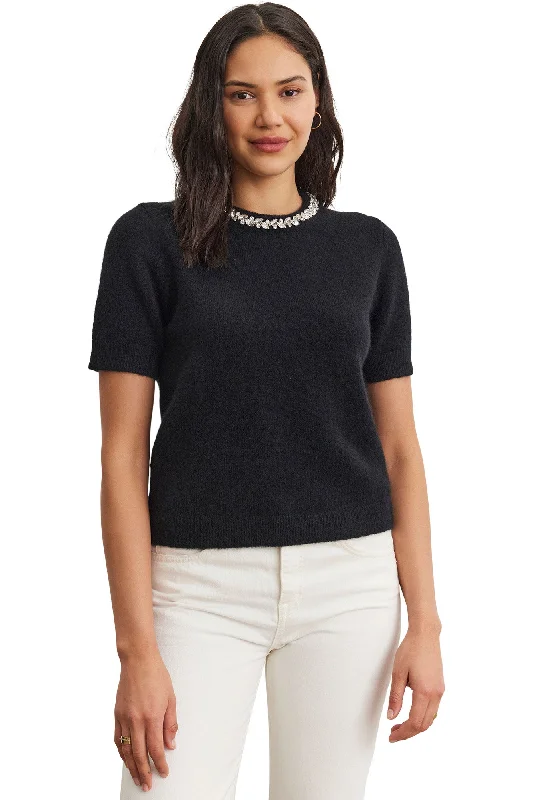 Embroidered Knit TopsVelvet Layton Alpaca Embellished Sweater