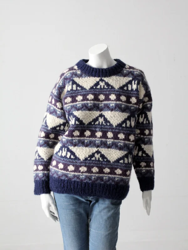 Painted Knit Topsvintage chunky knit geometric sweater