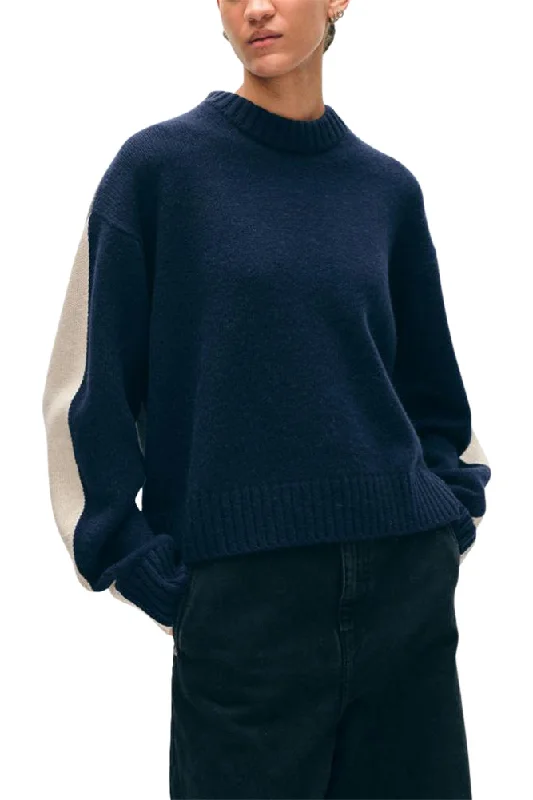 Polyester Knit TopsWhite & Warren Colorblock Sweater in Navy Combo