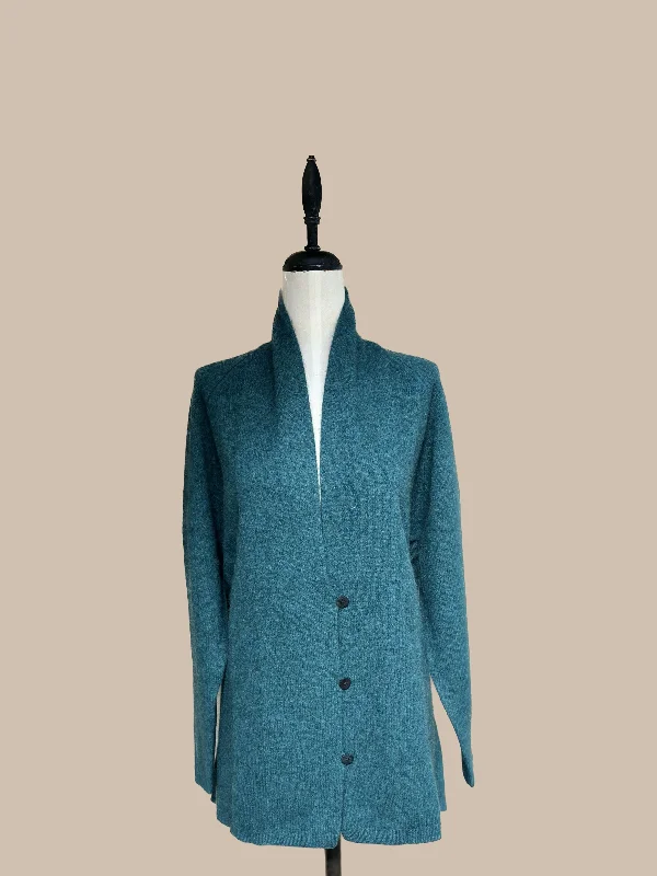 Pocketed Knit TopsZonia Long Yak Sweater Coat - Dark Aqua