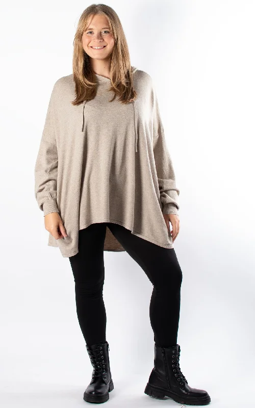 Ruffled SweatshirtsCaitlin Hooded Soft Knit | Taupe