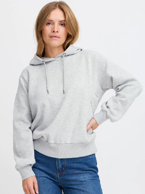 Leather-Paneled SweatshirtsPulz PzKristen Logo Sweatshirt Light Grey Melange