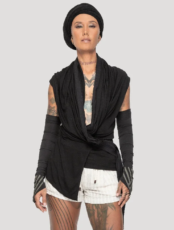 Mesh-Lined HoodiesSorcerer Hooded Wrap Top