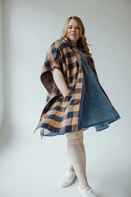 Workout SweatshirtsHOODED PLAID CAPE