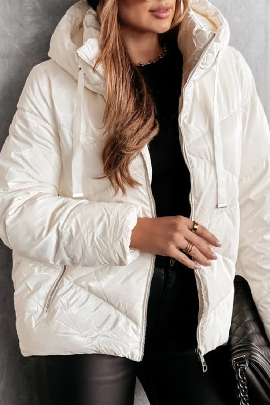 Cropped HoodiesTrendy Hooded Puffer Coat for Cold Days